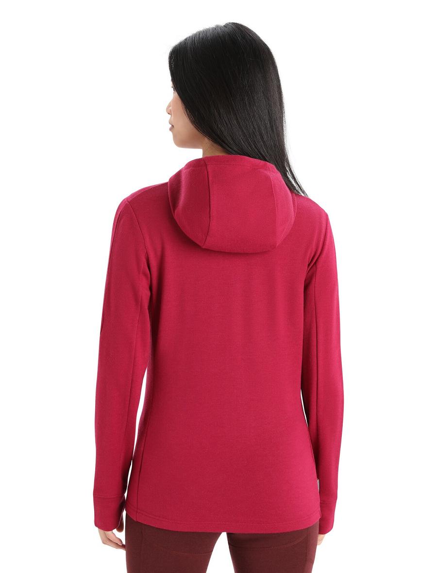 Bluzy Z Kapturem Icebreaker Merino Quantum III Long Sleeve Zip Damskie Różowe | PL 1270ZUTG